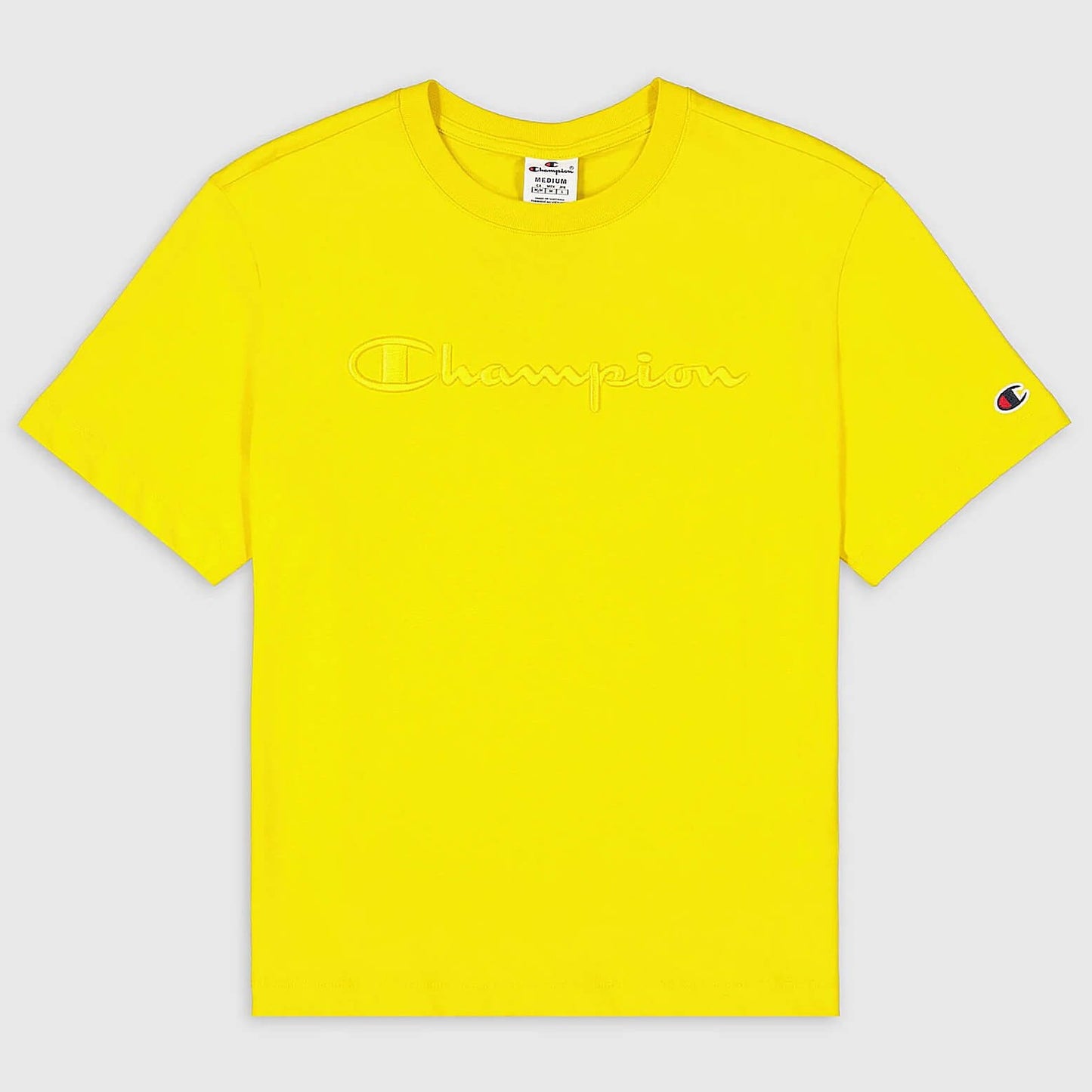 Champion Wmns Knitted Champion Logo Crewneck T-Shirt Yellow