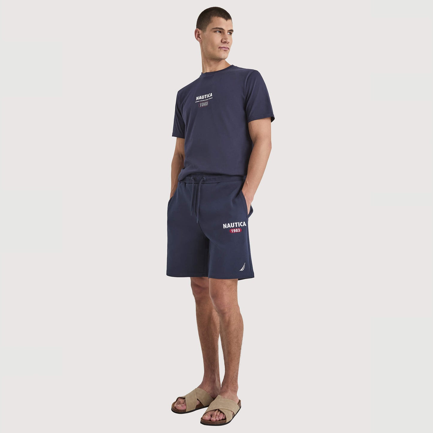 Pánske fleecové tréningové šortky Nautica Velia Fleece Short tmavomodré