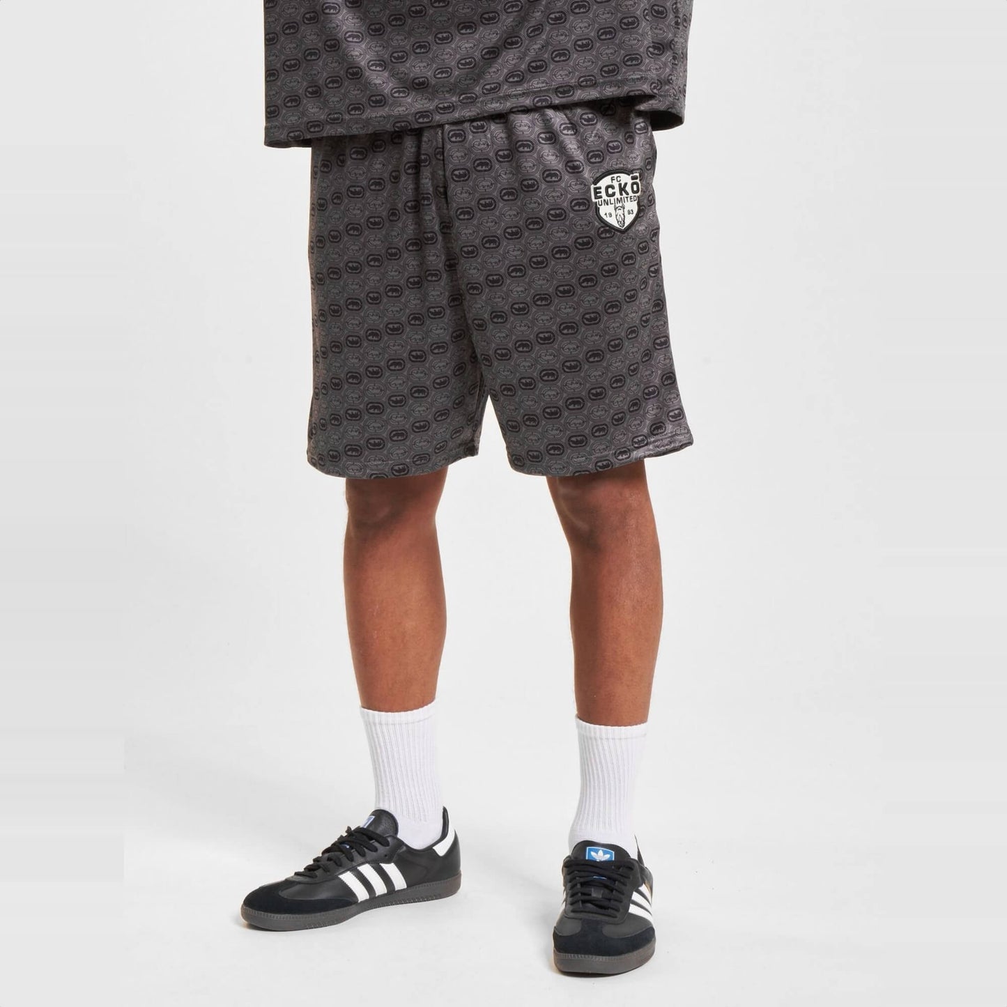Kraťasy Ecko Unltd. Casual All-Over Logo čierno-tmavosivé