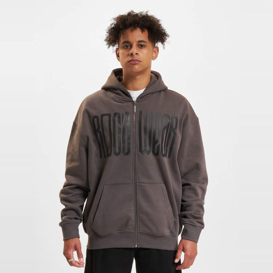 Mikina s kapucňou na zips Rocawear Tonal Logo tmavošedá