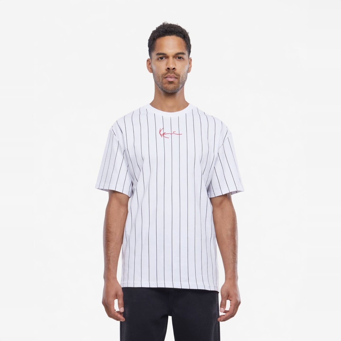 Tričko Karl Kani Pinstripe Logo bielo-čierne
