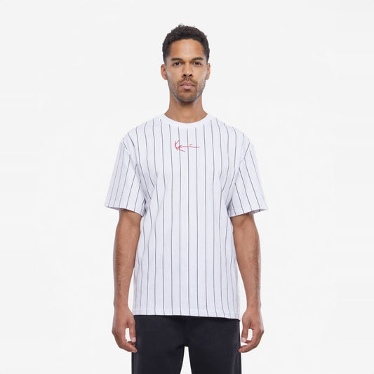 Tričko Karl Kani Pinstripe Logo bielo-čierne