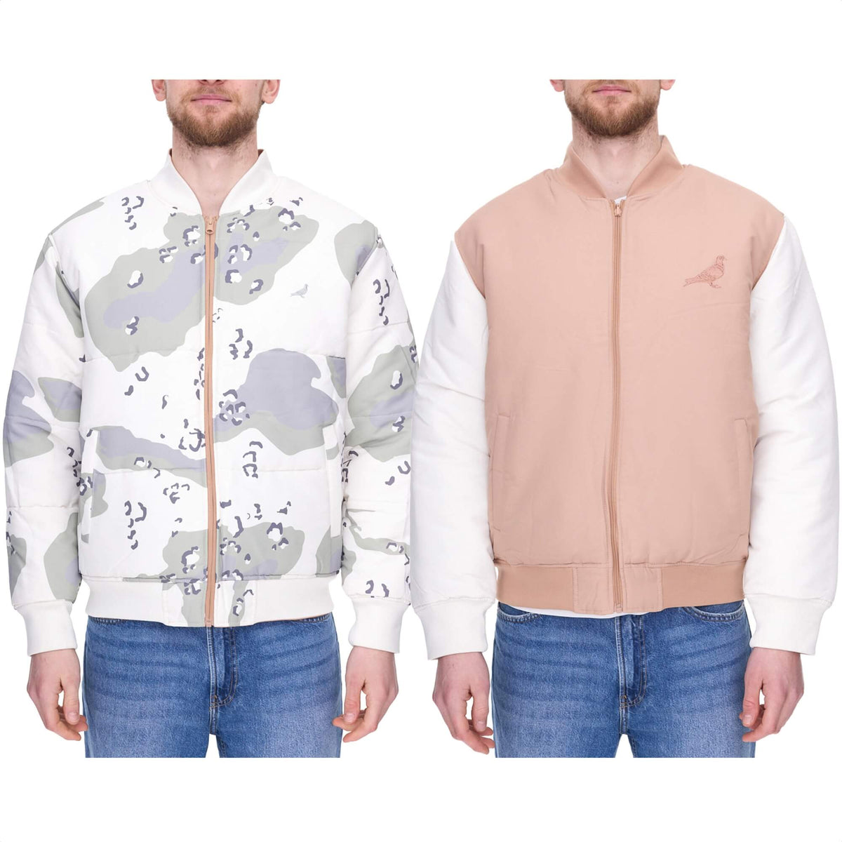 Pánska obojstranná bomber bunda STAPLE Broadway Reversible maskáčová/béžová