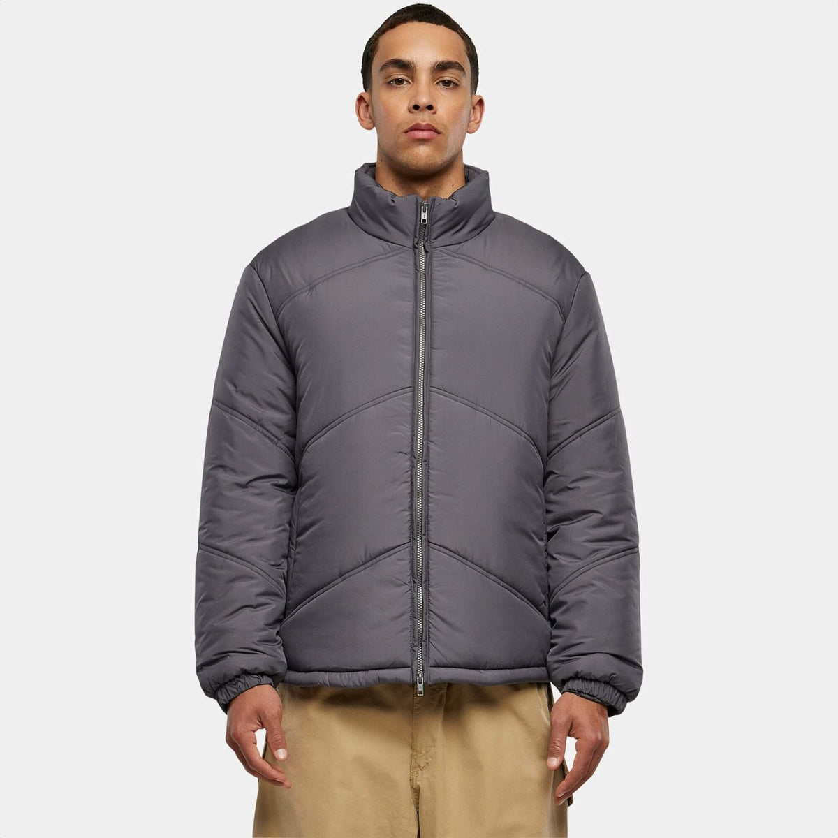 Pánska prešívaná bunda Urban Classics Arrow Puffer Jacket sivá