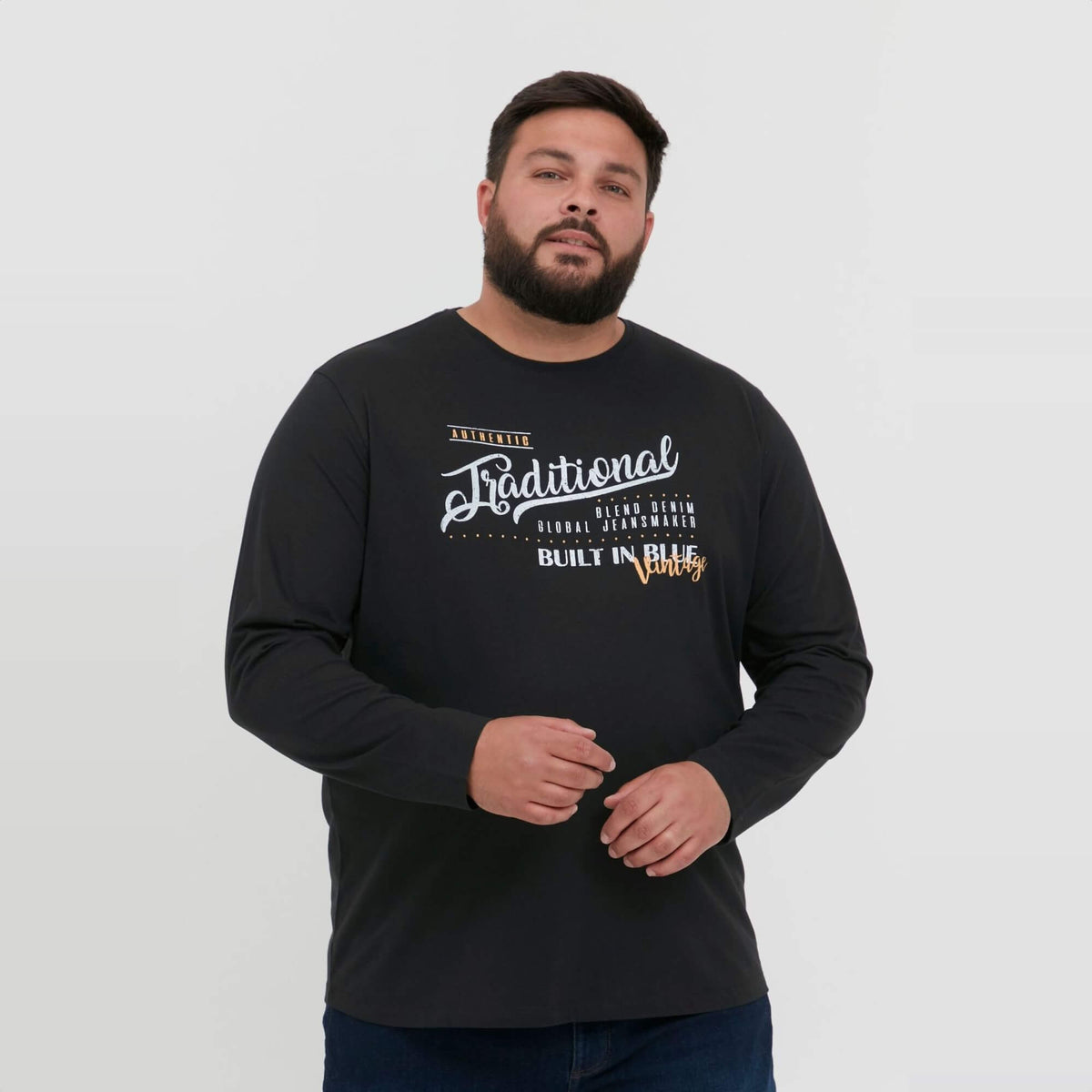 Pánske tričko s dlhým rukávom BLEND BHDopper BT čierne