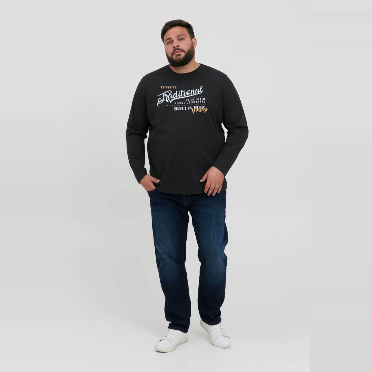 Pánske tričko s dlhým rukávom BLEND BHDopper BT čierne