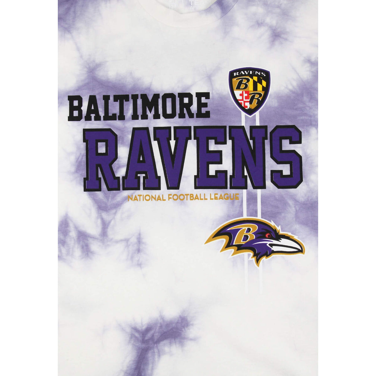 Pánske tričko RECOVERED X NFL Baltimore Ravens fialovo-biele batikované