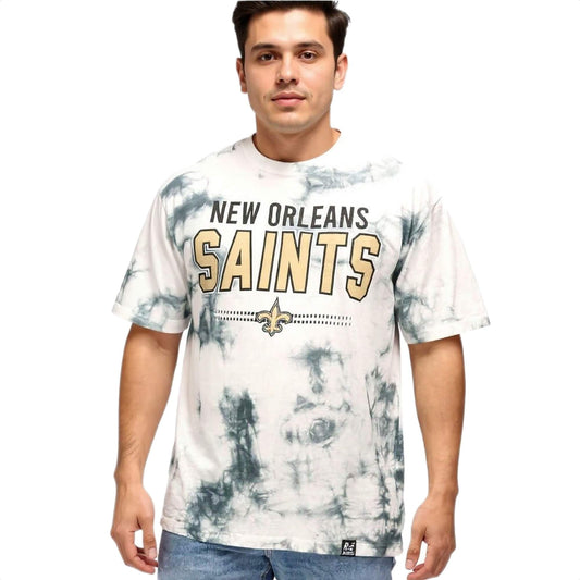 Pánske tričko RECOVERED X NFL New Orleans Saints sivé batikované
