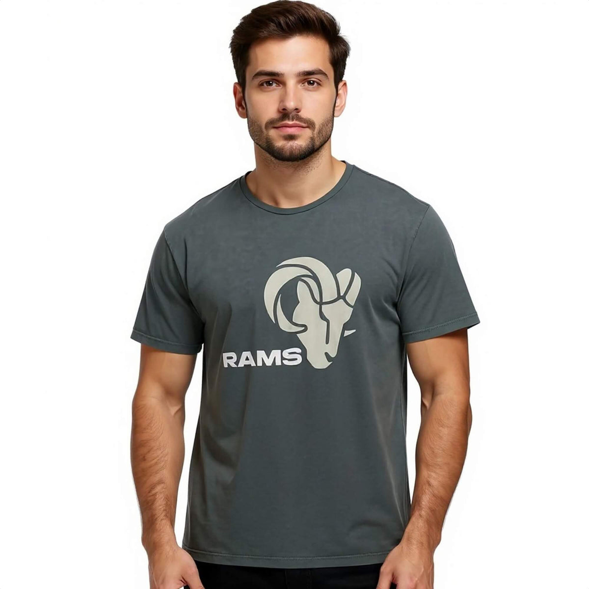 Pánske tričko RECOVERED X NFL Los Angeles Rams Logo Print sivé