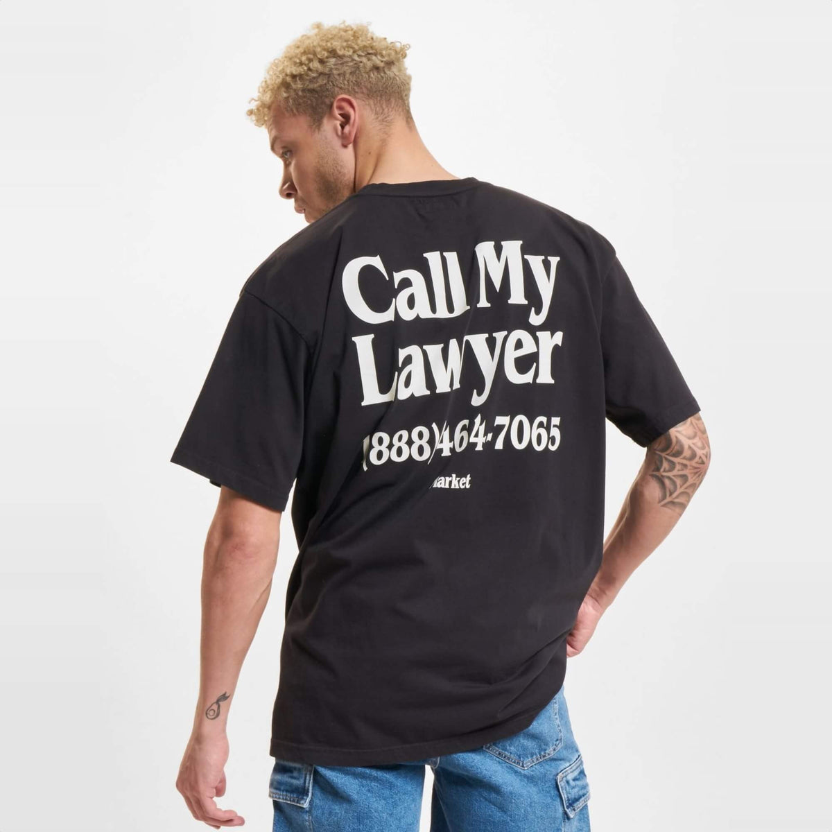 Pánske tričko Market Call My Lawyer prané čierne