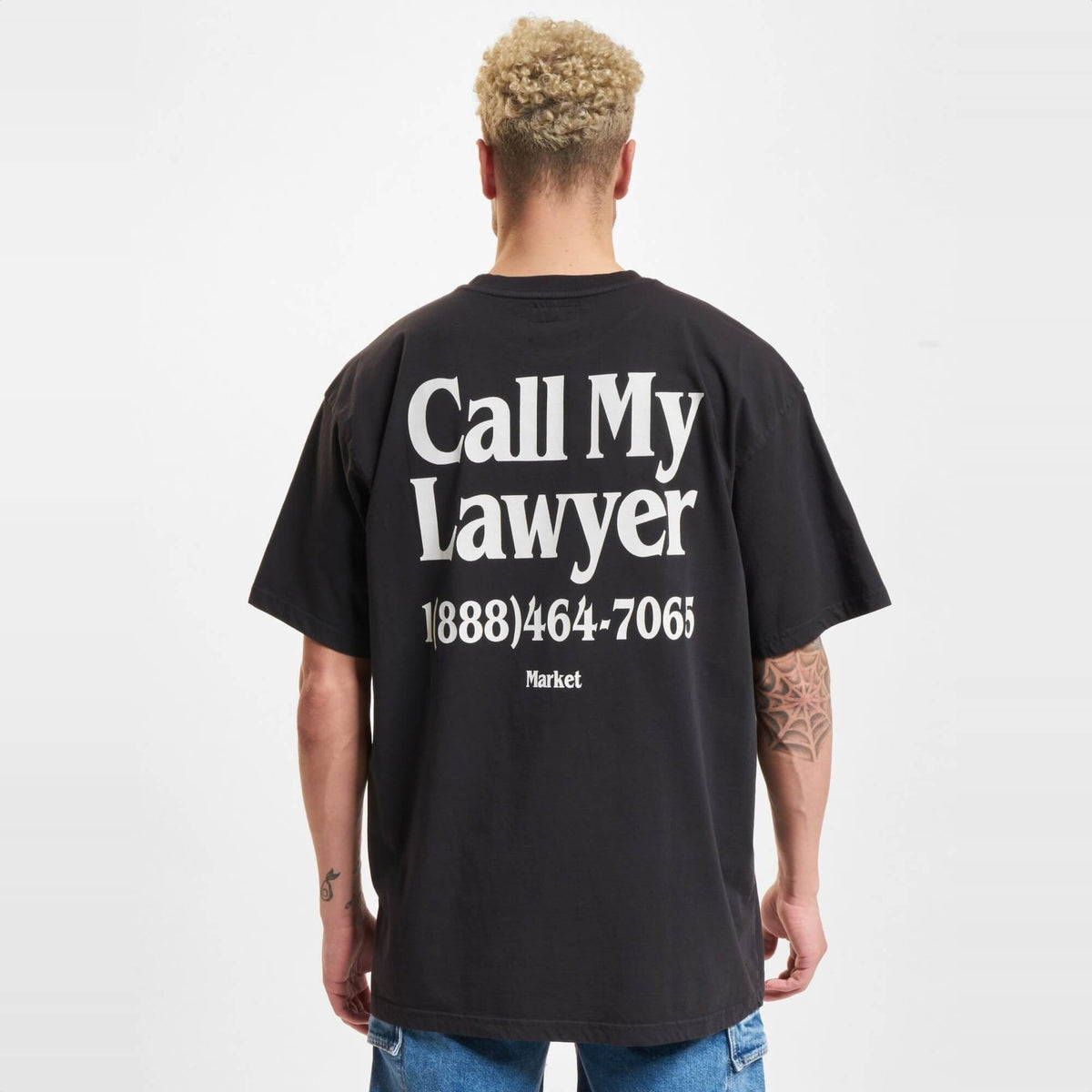 Pánske tričko Market Call My Lawyer prané čierne