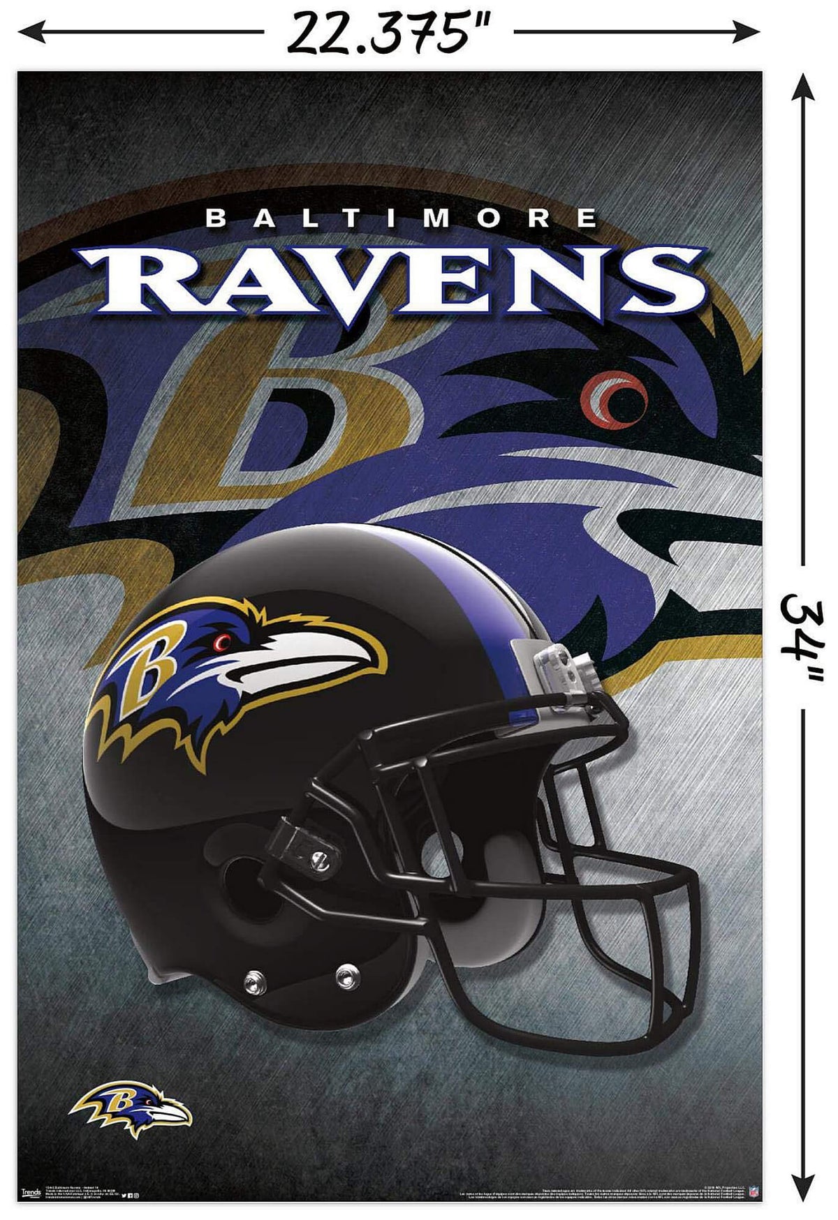 Plagát NFL Poster Baltimore Ravens Helmet