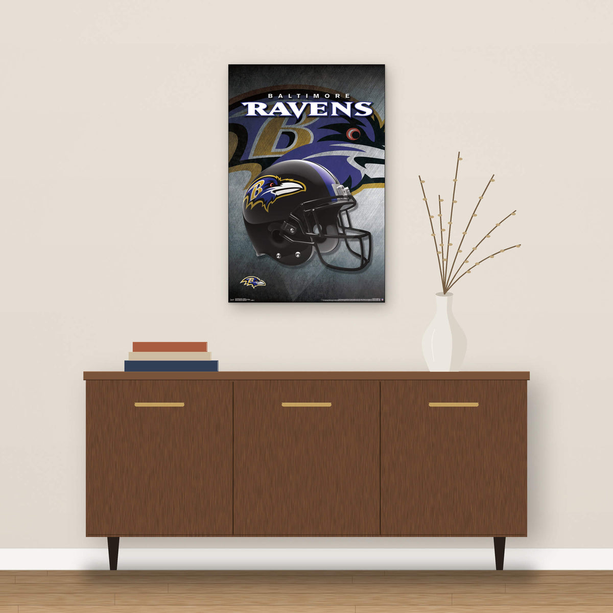 Plagát NFL Poster Baltimore Ravens Helmet