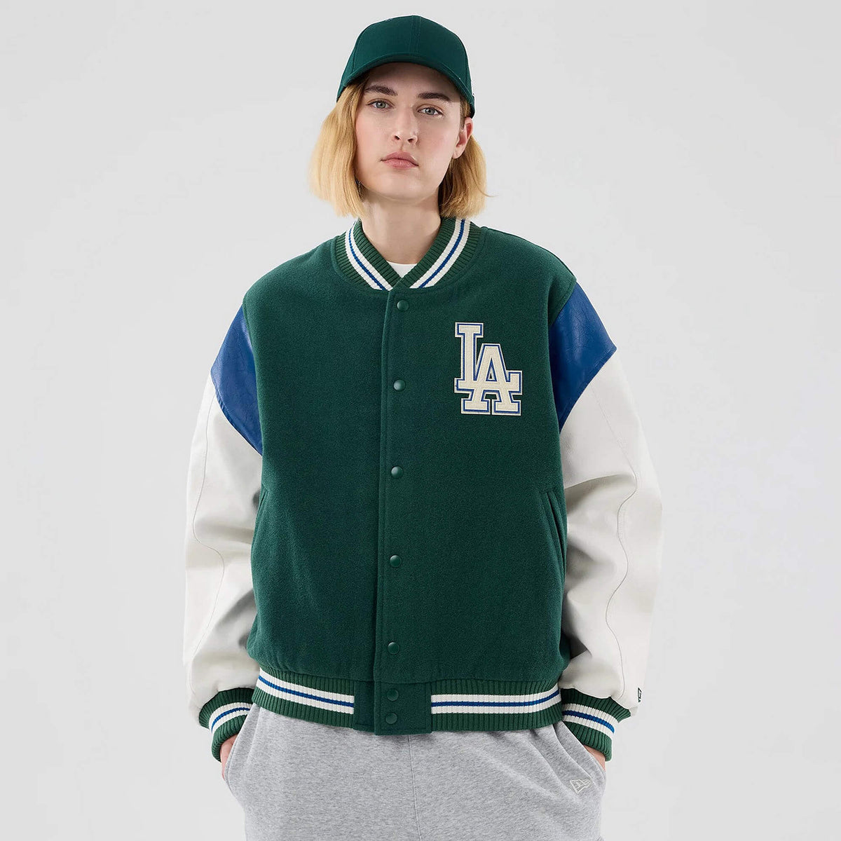 Bunda NEW ERA LA Dodgers MLB Varsity Dark Green Jacket tmavozelená