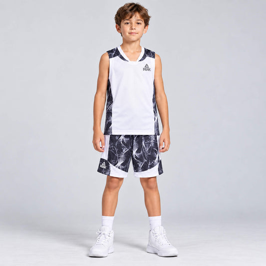 Detská basketbalová súprava (dres + trenírky) Peak Basketball Sets Match Kids biela