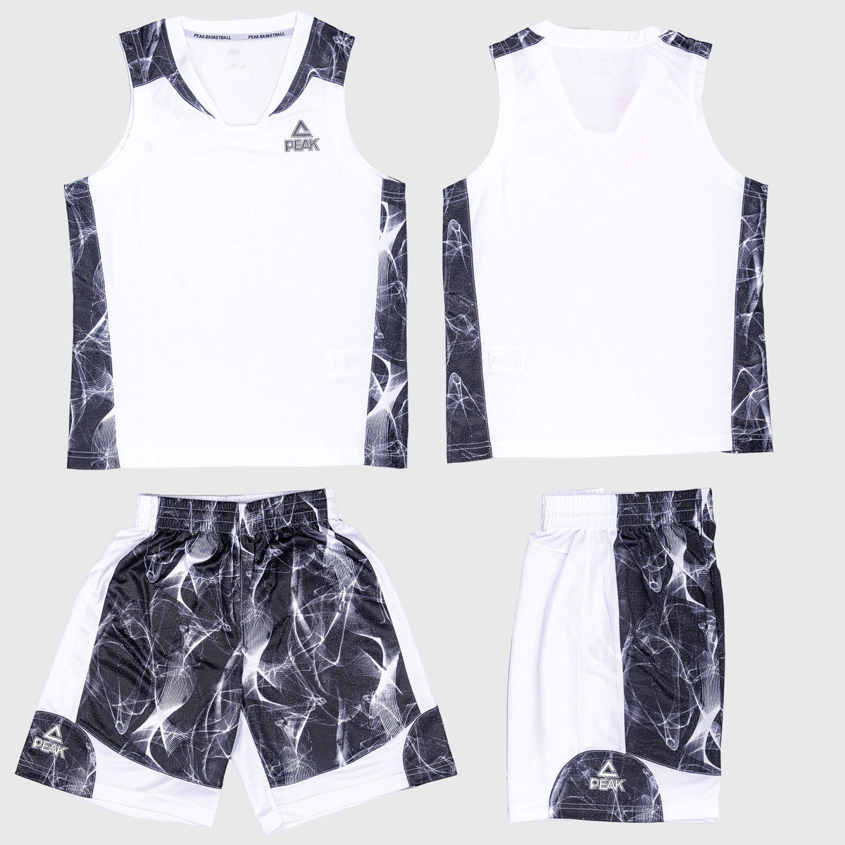 Detská basketbalová súprava (dres + trenírky) Peak Basketball Sets Match Kids biela