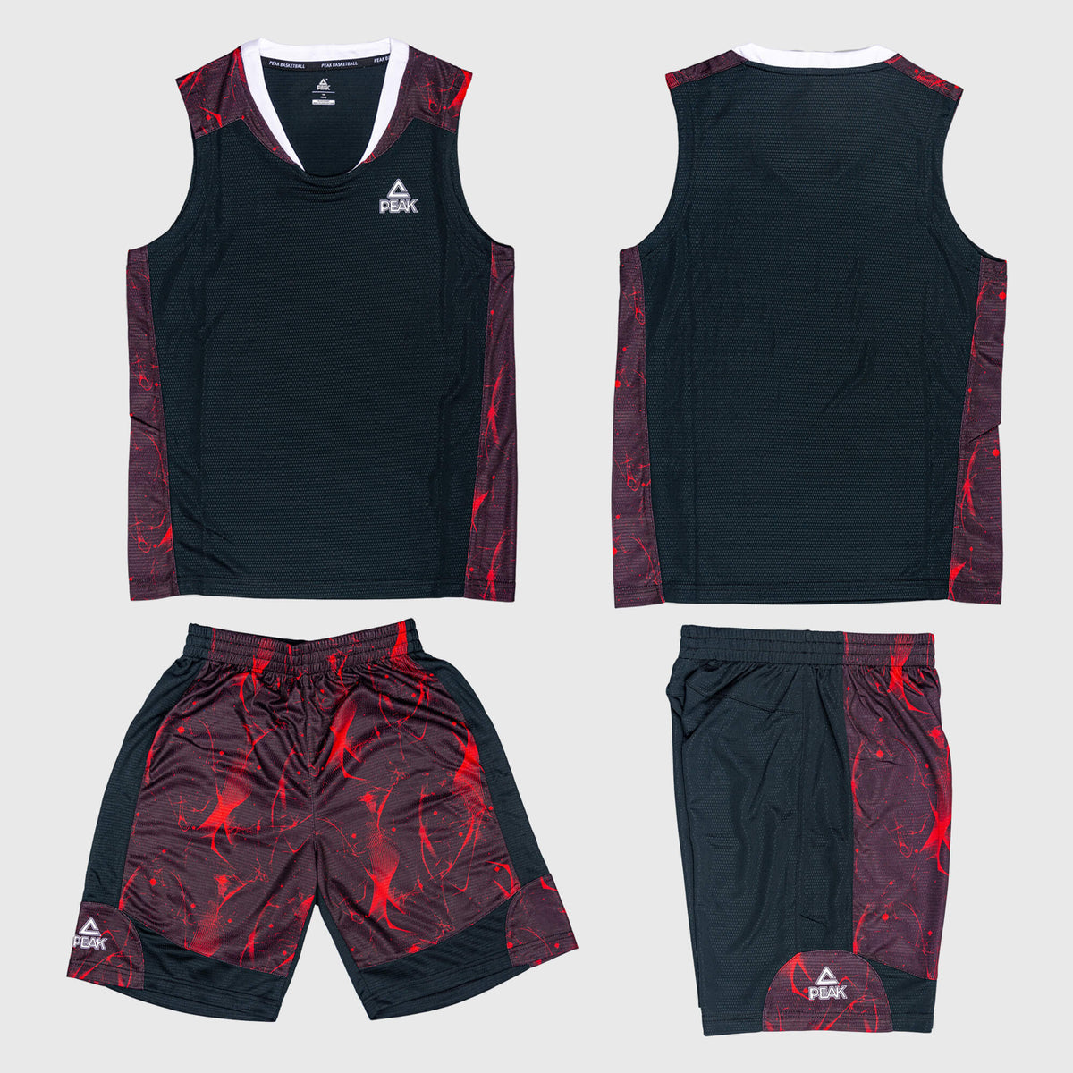 Detská basketbalová súprava (dres + trenírky) Peak Basketball Sets Match Kids čierna