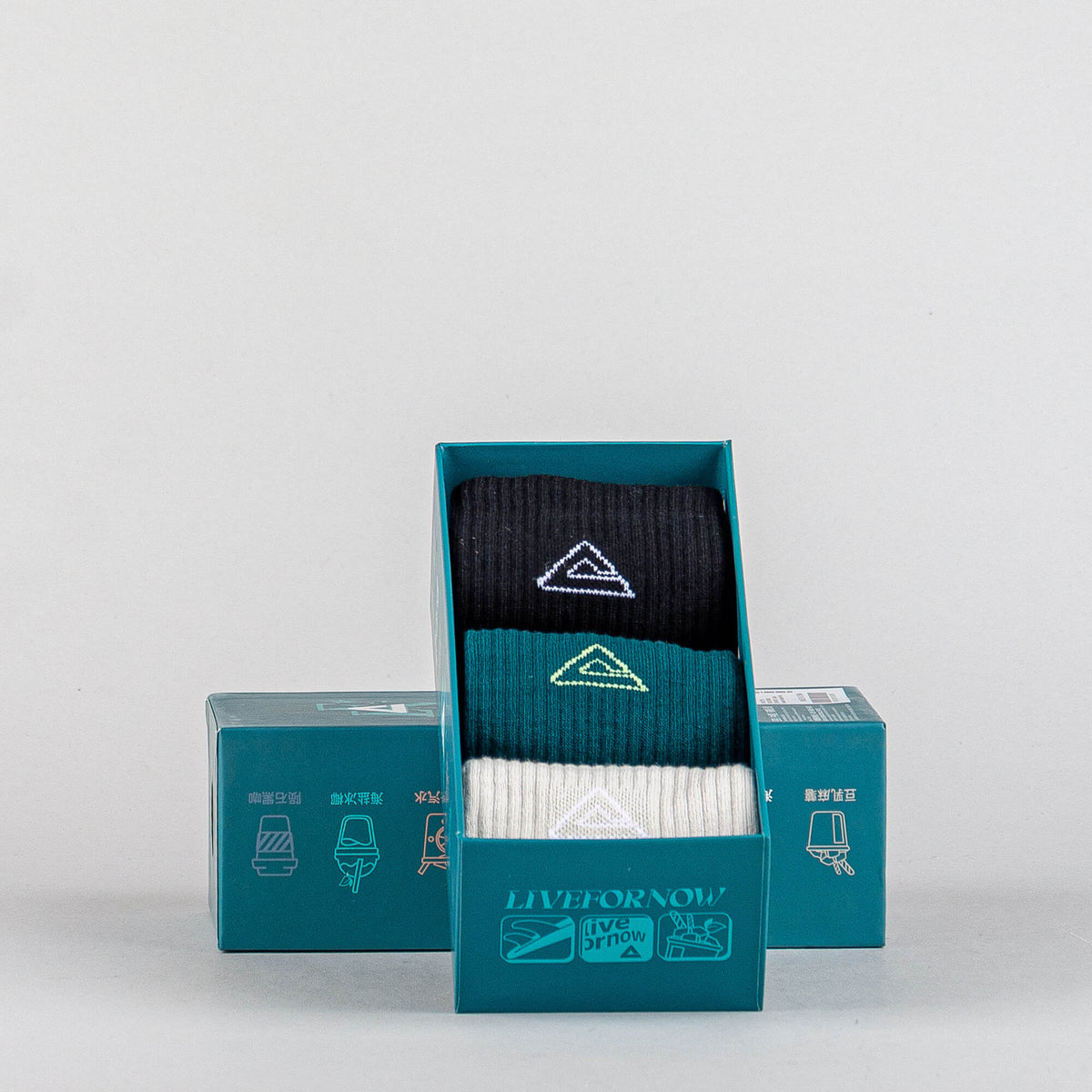 Módne vysoké ponožky PEAK Stretch High Cut Socks 3-pack čierne, béžové a petrolejové