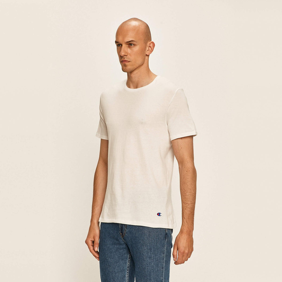 Pánske bavlnené tričká Champion 2 T-Shirts Round Neck biele