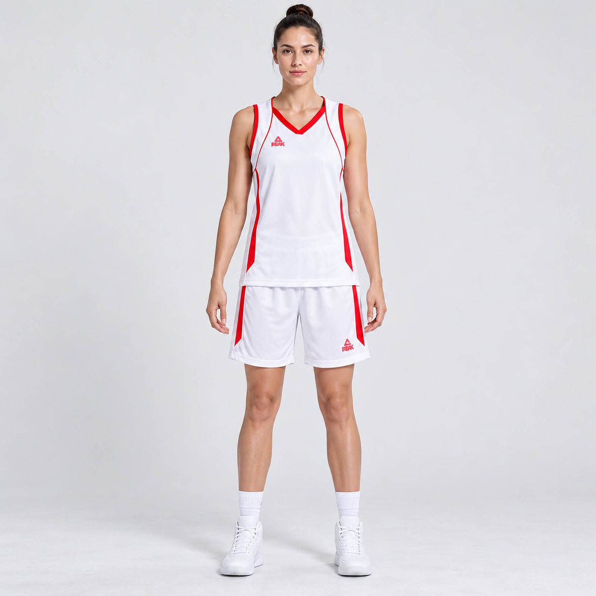 Dámska basketbalová súprava PEAK Basketball Uniform bielo-červená
