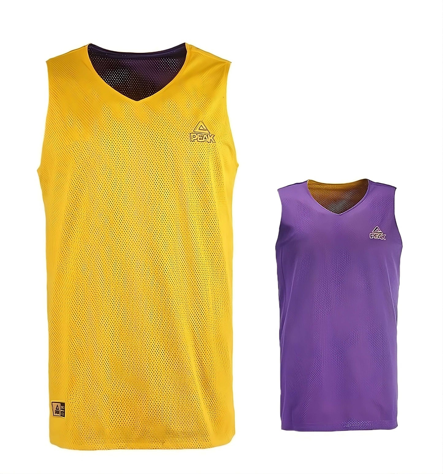Obojstranná basketbalová súprava (dres + trenírky) PEAK Basketball MATCH REVERSIBLE SET Žlto-fialová