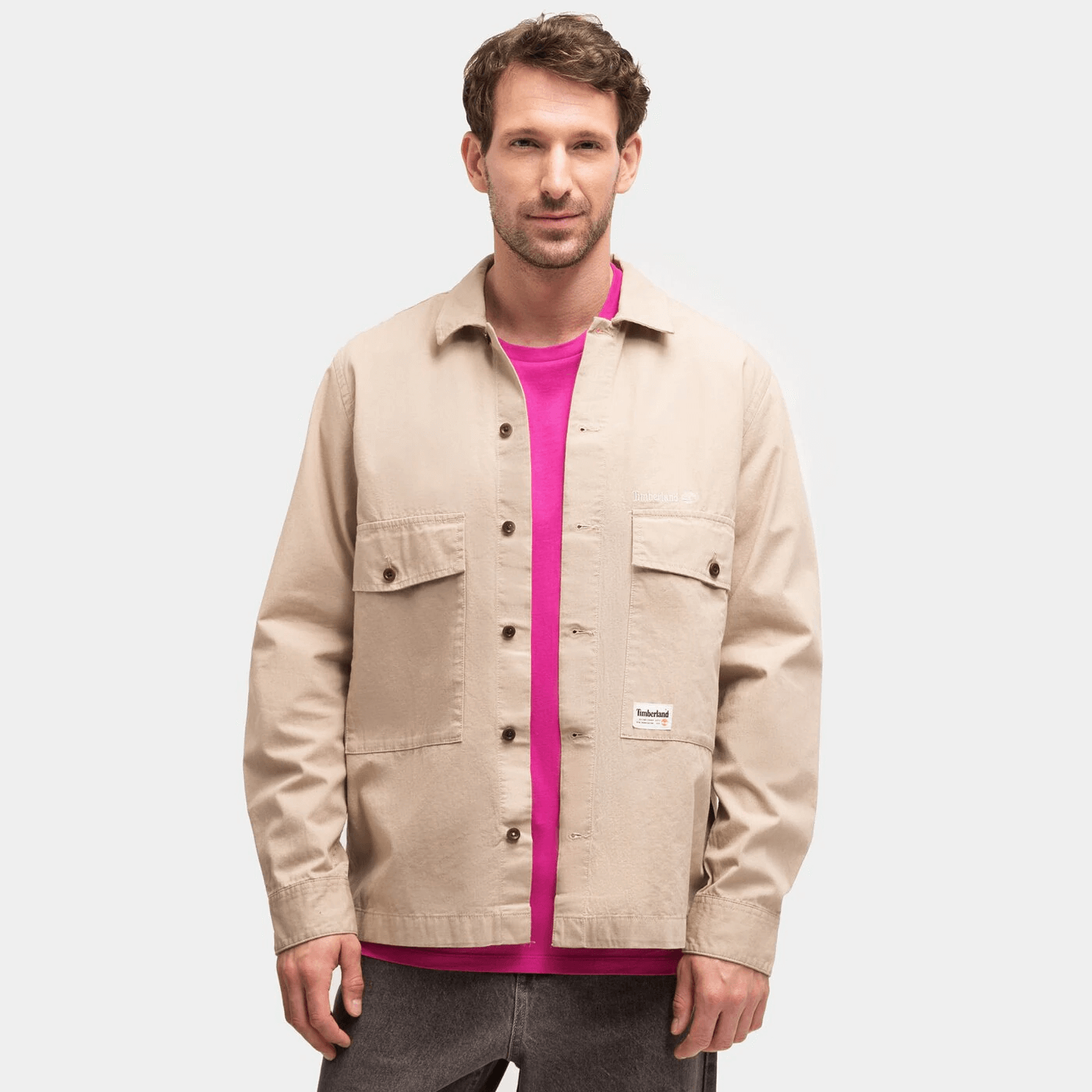 Pánska košeľa Timberland Work For The Future - Roc Workwear Overshirt béžová