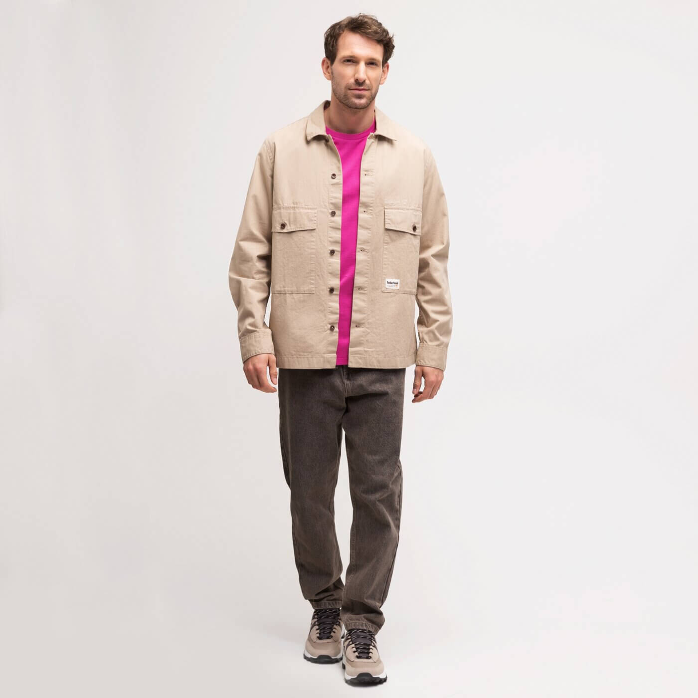 Pánska košeľa Timberland Work For The Future - Roc Workwear Overshirt béžová