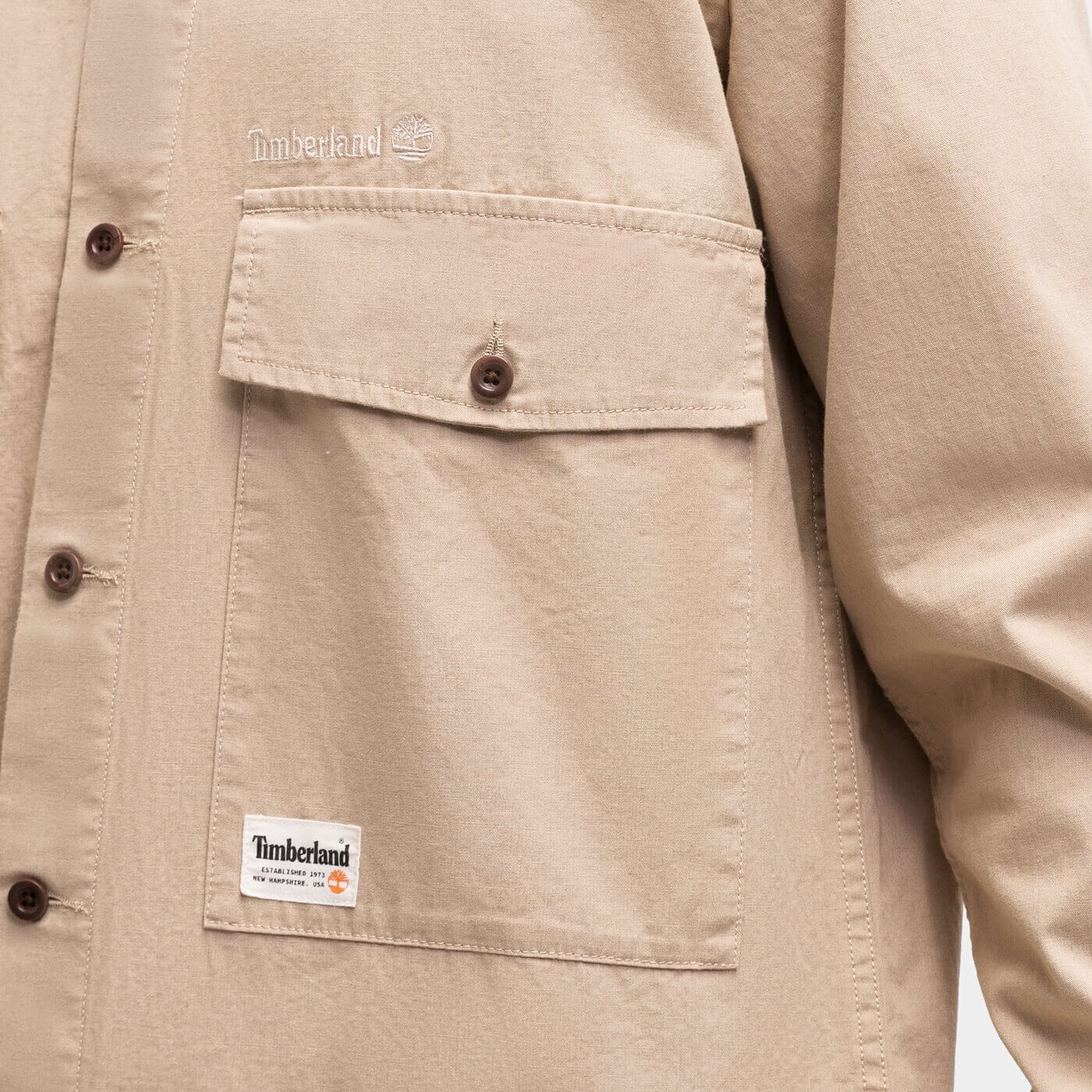 Pánska košeľa Timberland Work For The Future - Roc Workwear Overshirt béžová