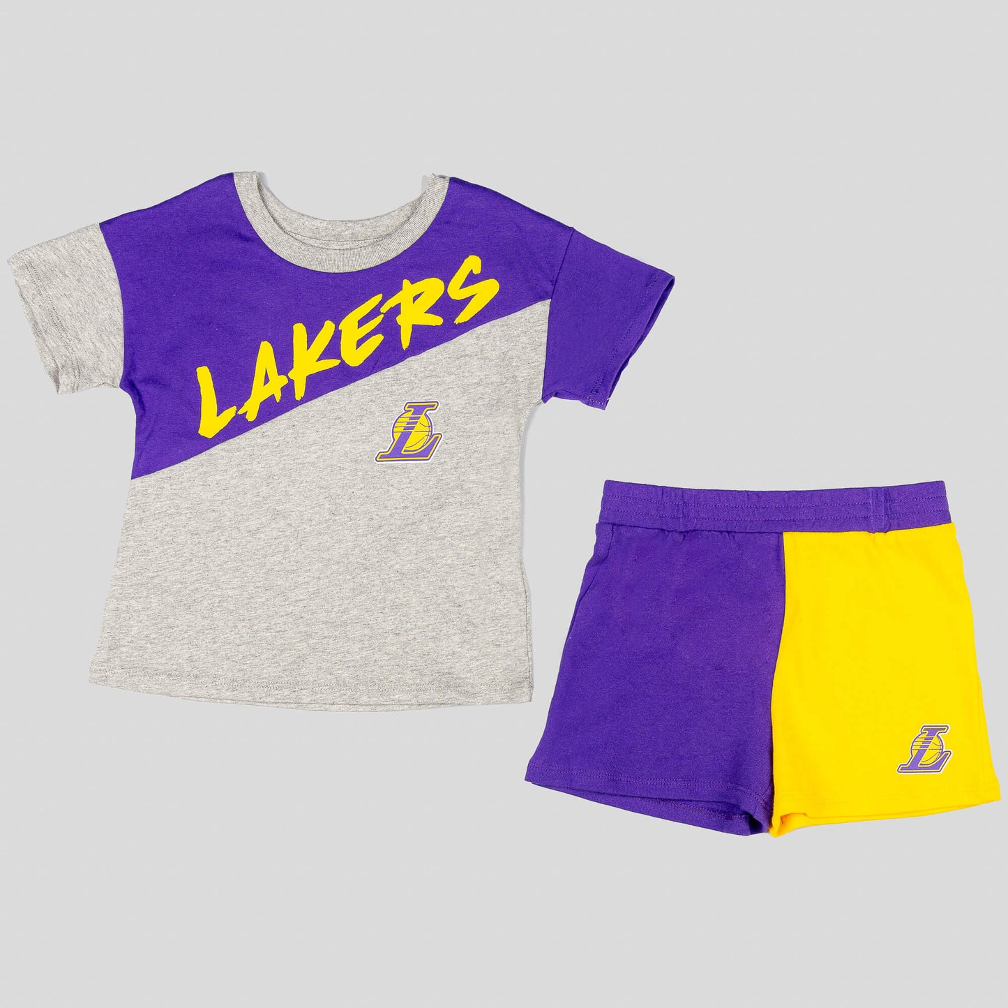 Detská súprava Outerstuff NBA Super Star Short Set Los Angeles Lakers šedá/fialová/žltá