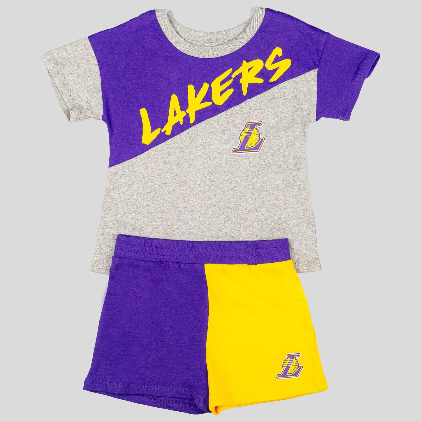 Detská súprava Outerstuff NBA Super Star Short Set Los Angeles Lakers šedá/fialová/žltá