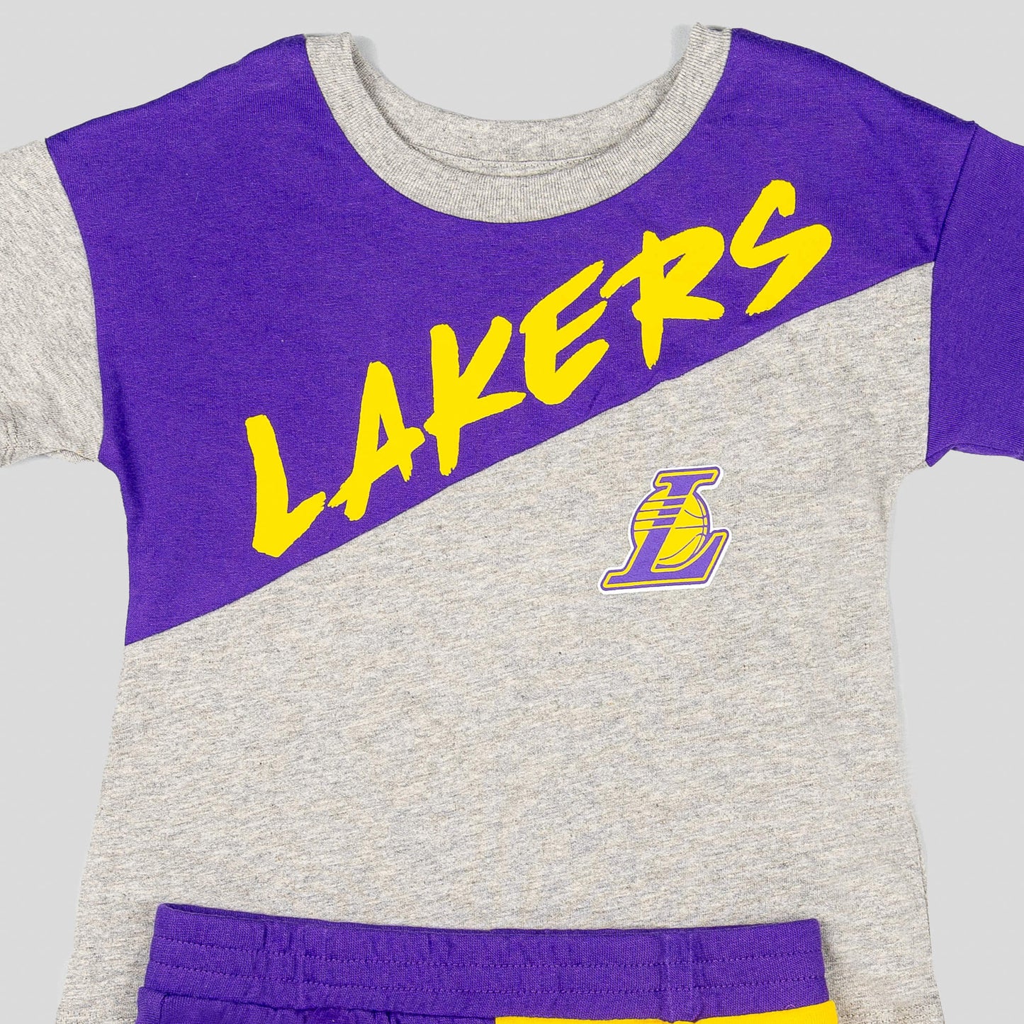 Detská súprava Outerstuff NBA Super Star Short Set Los Angeles Lakers šedá/fialová/žltá