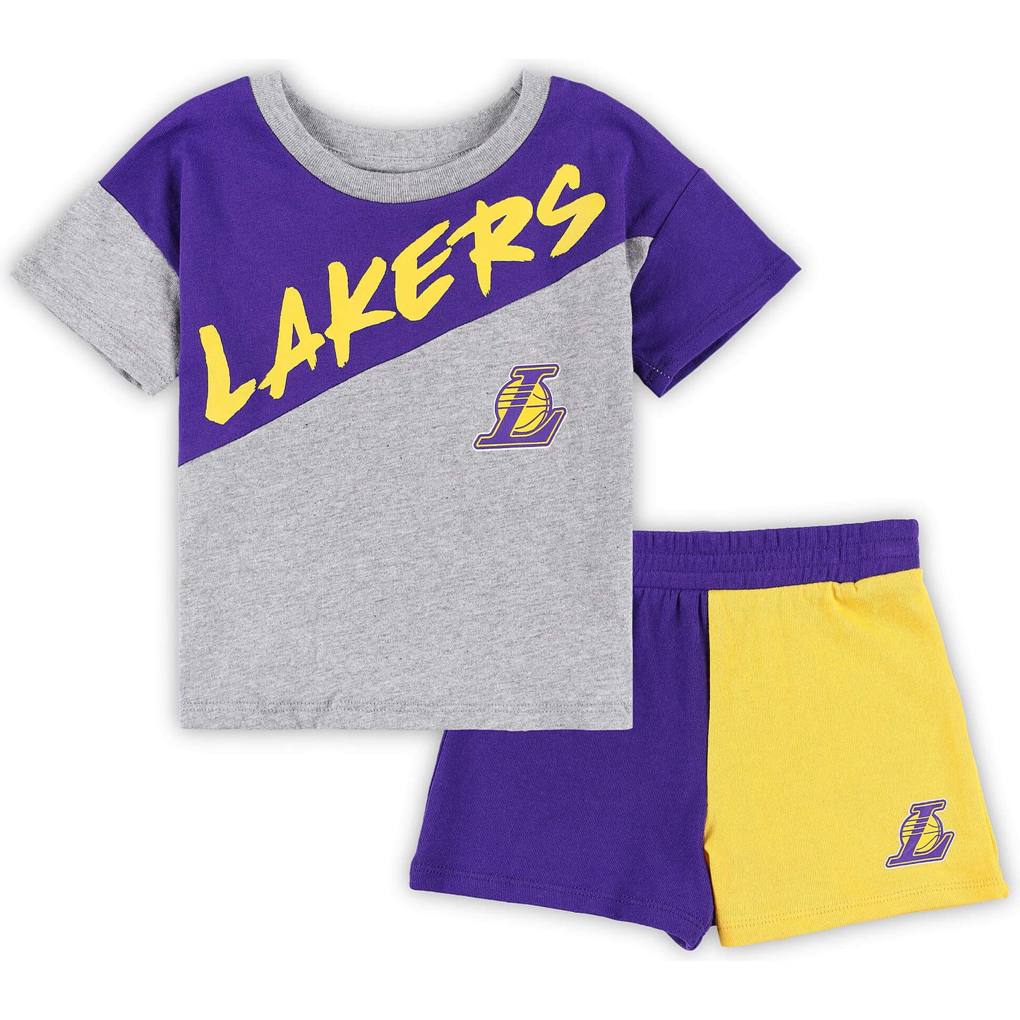 Detská súprava Outerstuff NBA Super Star Short Set Los Angeles Lakers šedá/fialová/žltá