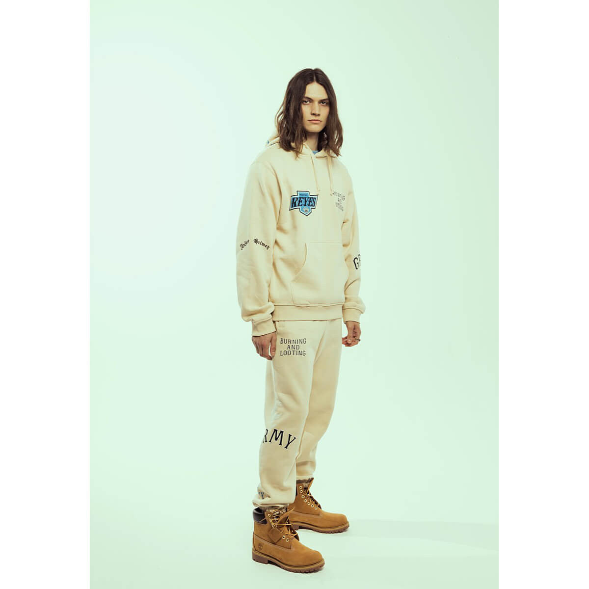 Mikina s kapucňou Grimey Wear Causing Panic Vintage Hoodie krémová