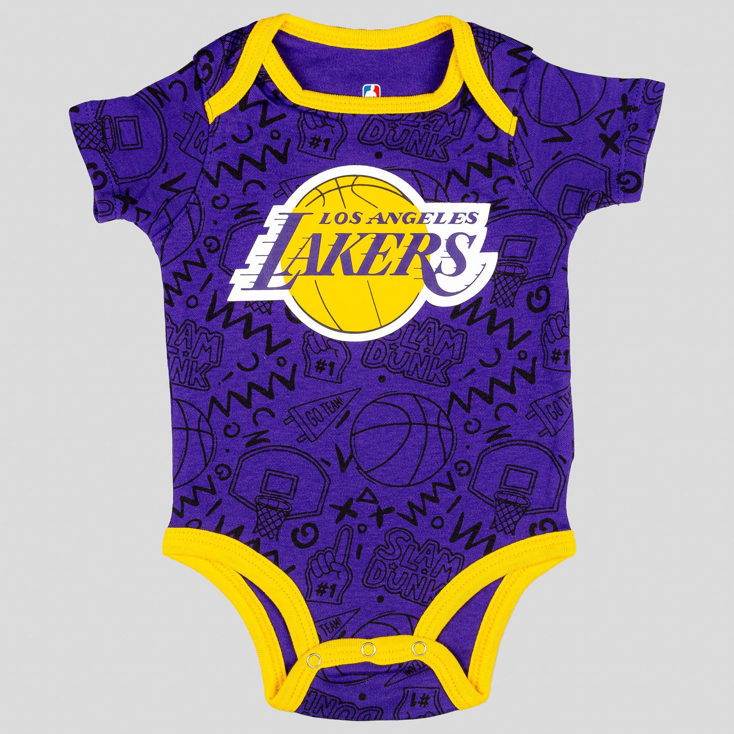 Detská súprava OUTER STUFF NBA SLAM DUNK 3PC SS CREEPER SET LOS ANGELES LAKERS žltá/fialová/čierna