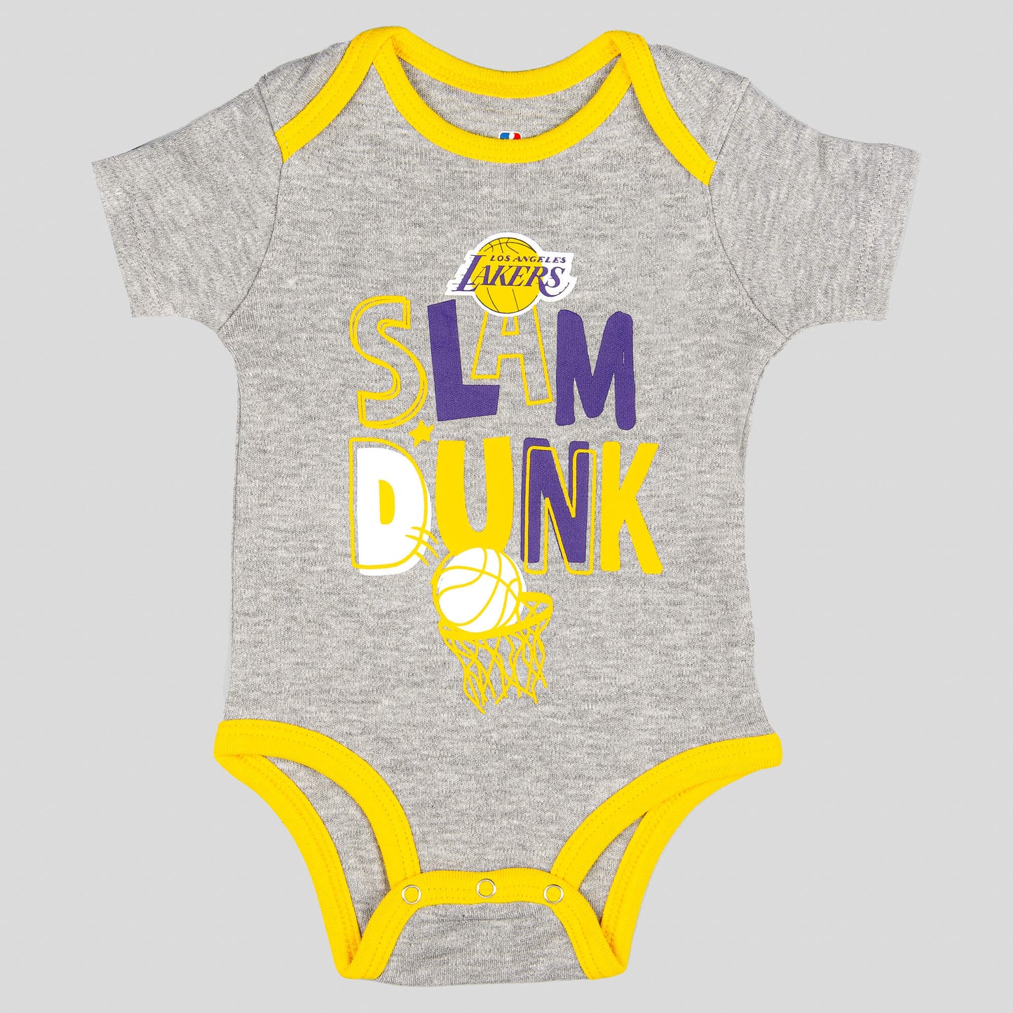 Detská súprava OUTER STUFF NBA SLAM DUNK 3PC SS CREEPER SET LOS ANGELES LAKERS žltá/fialová/čierna