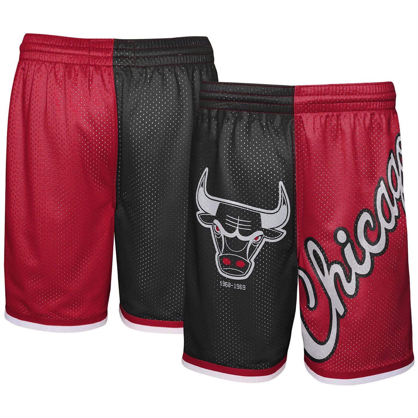 Detské basketbalové šortky Mitchell And Ness NBA Big Face Shorts 5.0  Chicago Bulls čierna/červená od 8 do 20 rokov