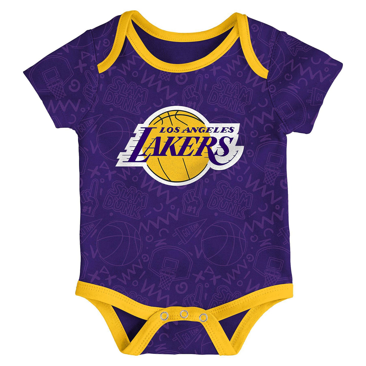 Detská súprava OUTER STUFF NBA SLAM DUNK 3PC SS CREEPER SET LOS ANGELES LAKERS žltá/fialová/čierna