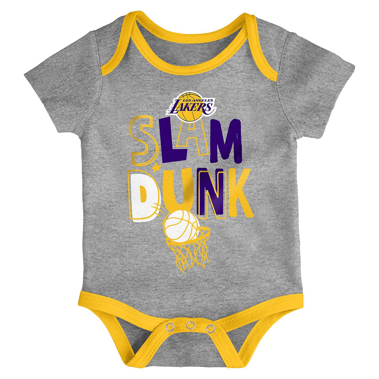 Detská súprava OUTER STUFF NBA SLAM DUNK 3PC SS CREEPER SET LOS ANGELES LAKERS žltá/fialová/čierna