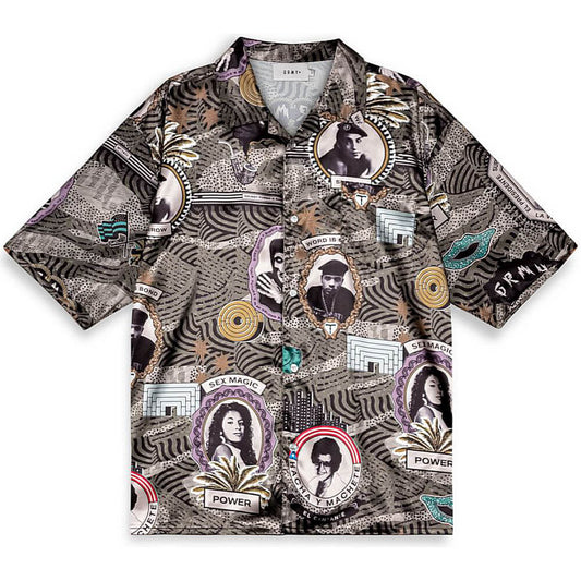 Grimey Supastar Satin Button Up Shirt Green