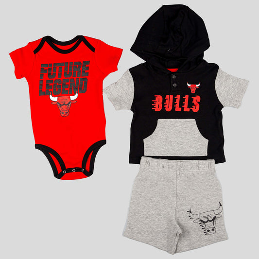 OUTER STUFF NBA BANK SHOT 3PC HOODIE SHORT CRE CHICAGO BULLS Red/Black/Grey