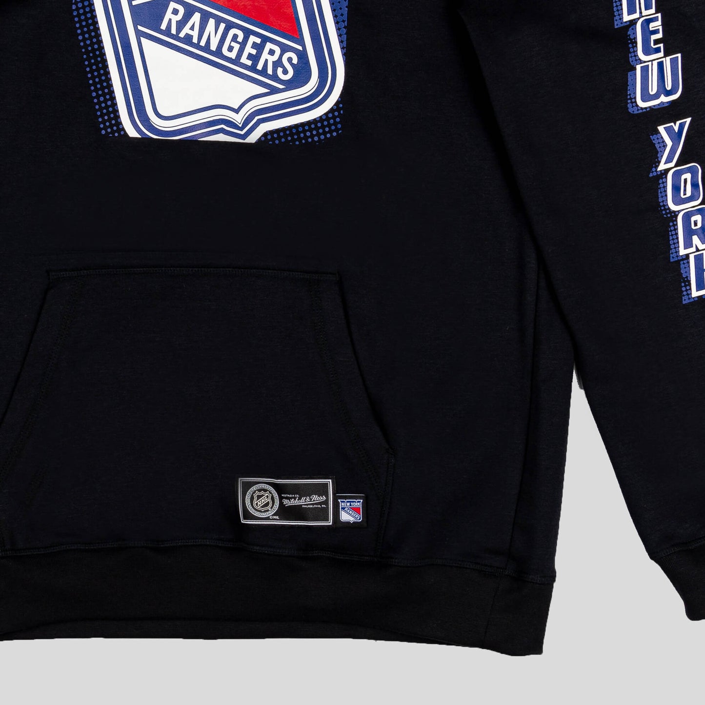 Detská mikina s kapucňou Mitchell & Ness NHL Big Face 7.0 Fashion Hoodie New York Rangers čierna
