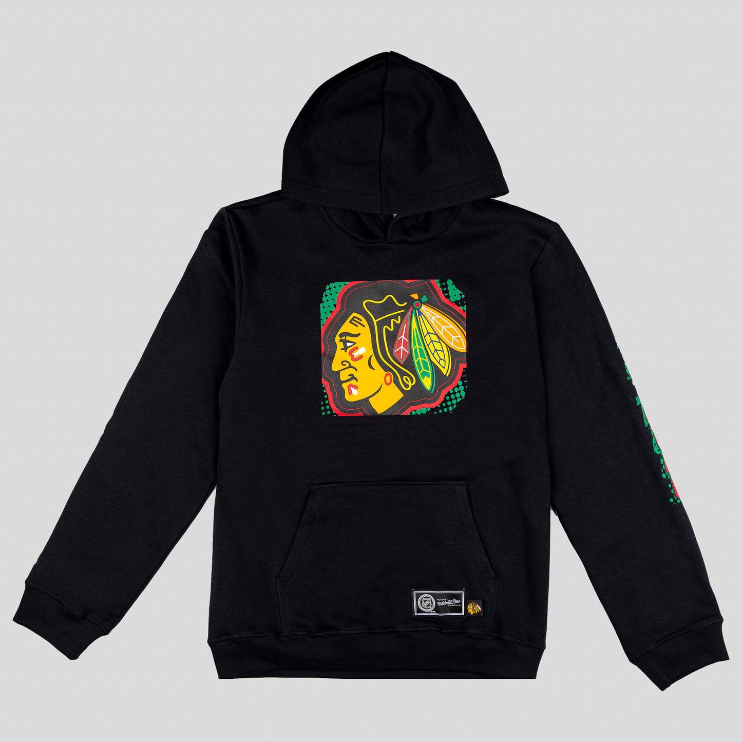 Detská mikina s kapucňou Mitchell & Ness NHL Big Face 7.0 Fashion Hoodie Chicago Blackhawks čierna