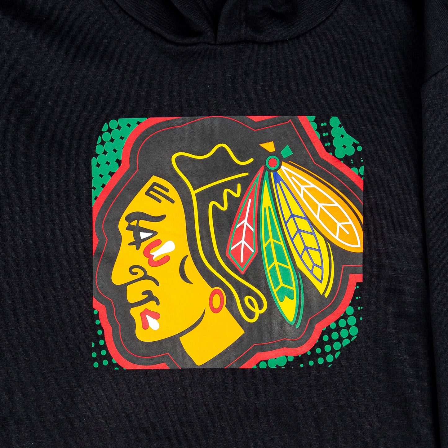 Detská mikina s kapucňou Mitchell & Ness NHL Big Face 7.0 Fashion Hoodie Chicago Blackhawks čierna