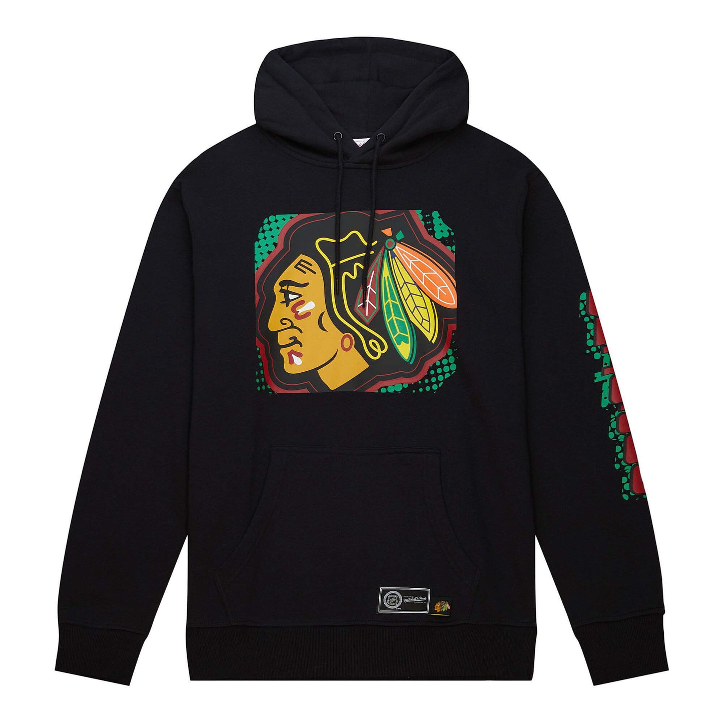 Detská mikina s kapucňou Mitchell & Ness NHL Big Face 7.0 Fashion Hoodie Chicago Blackhawks čierna