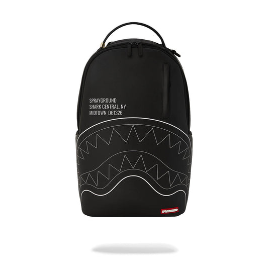 Sprayground Shark Central Out The Line Dlxsv Backpack Solid Black With White Line Sharkmouth
