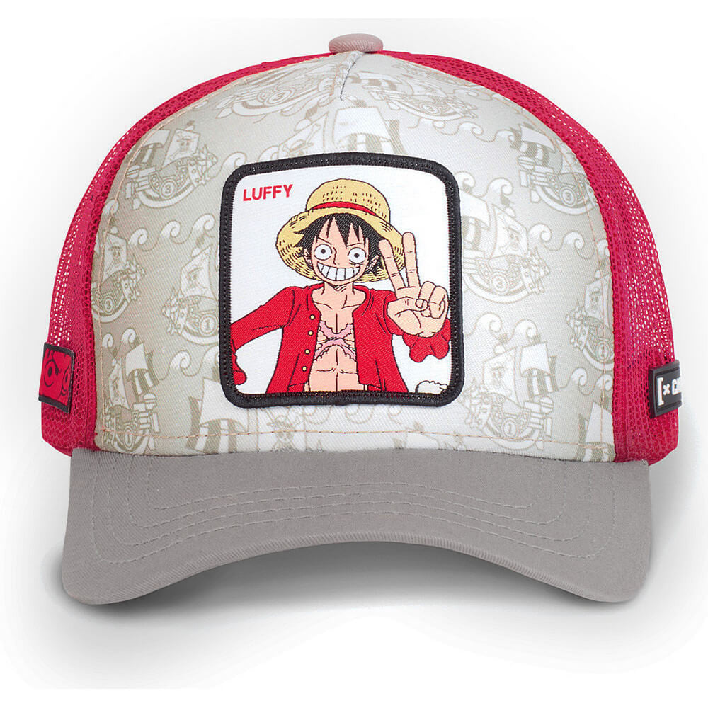 Šiltovka so sieťkou Capslab Trucker One Piece Luffy béžová