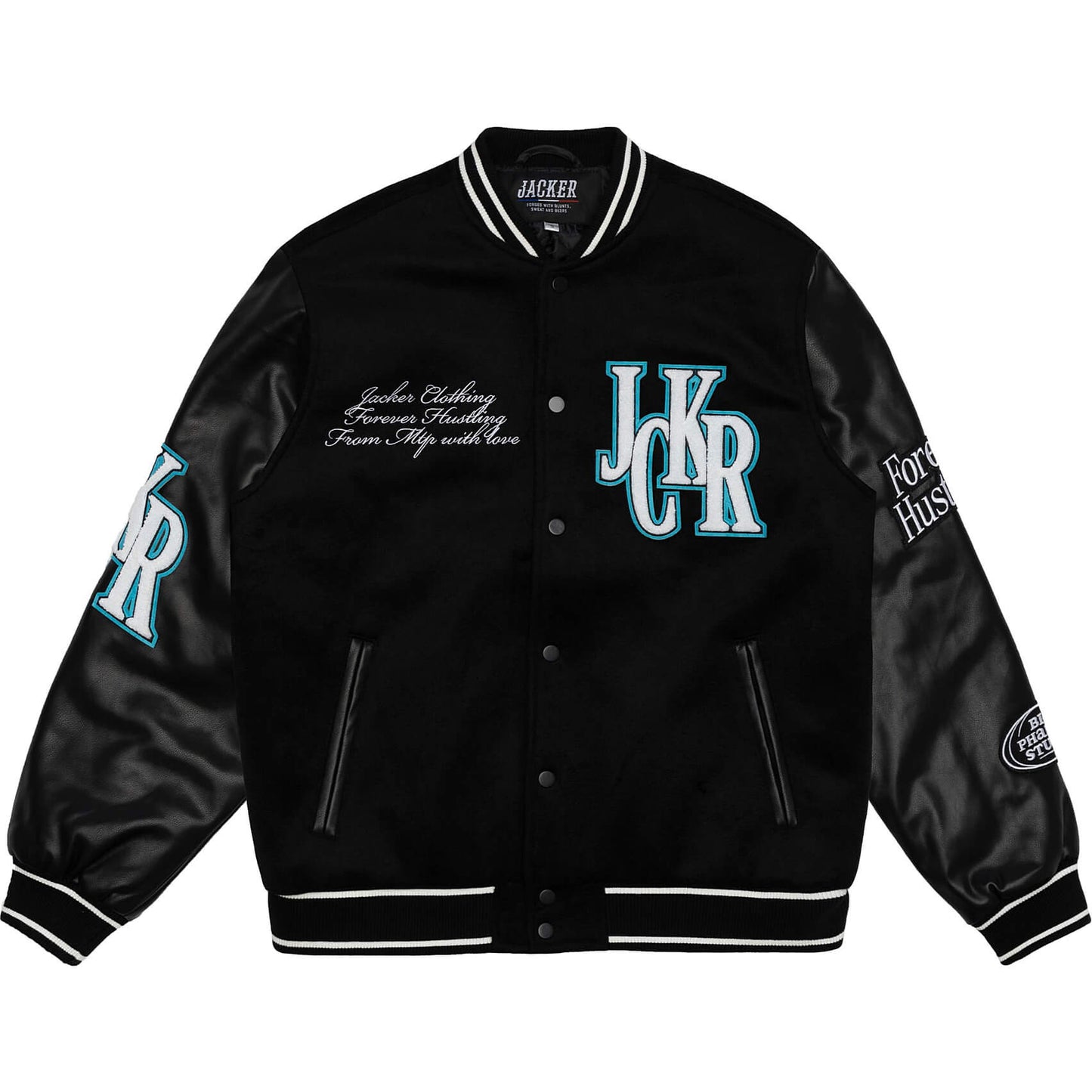 Bunda bomber Jacker Big Pharma Varsity Jacket Black čierna