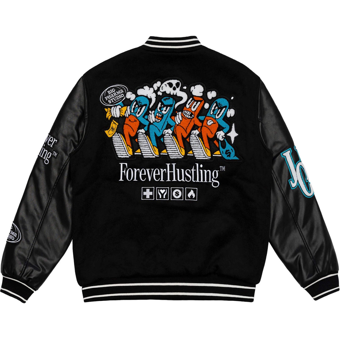 Bunda bomber Jacker Big Pharma Varsity Jacket Black čierna