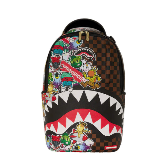 Batoh Sprayground Sharks In Stickers DLXV (Sticker Bomb) hnedý