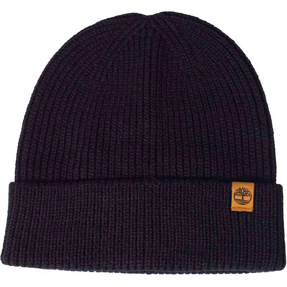 Pánska zimná čiapka Timberland Ribbed Beanie With Logo Label - Fisherman Beanie čierna